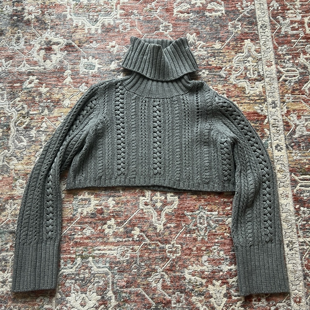 Revolve - Camila Coelho - Daria Cable Sweater in charcoal grey